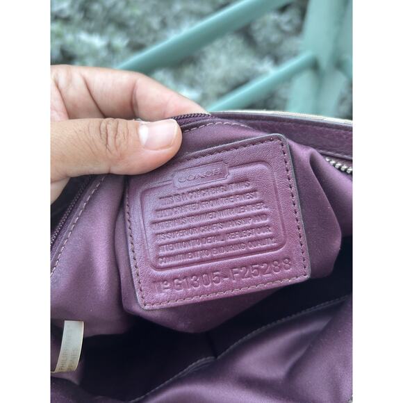 Y2K COACH Crossbody Khaki/Plum All-Over Print C Signature Please Read - Picture 7 of 10